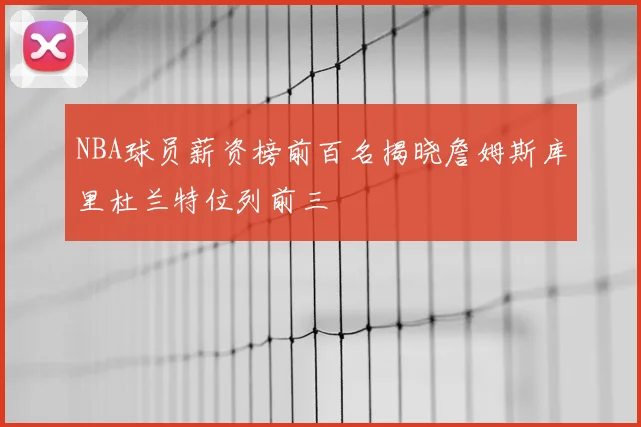 NBA球员薪资榜前百名揭晓詹姆斯库里杜兰特位列前三