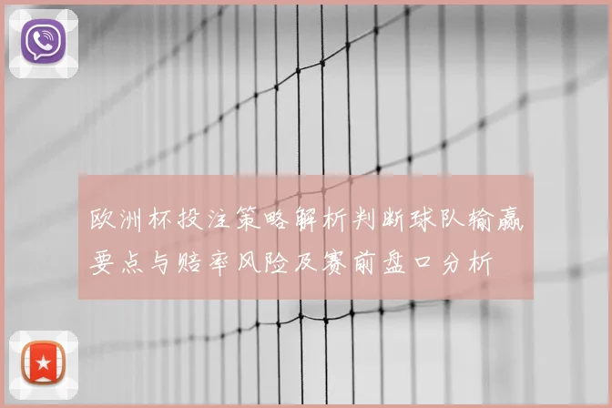 欧洲杯投注策略解析判断球队输赢要点与赔率风险及赛前盘口分析